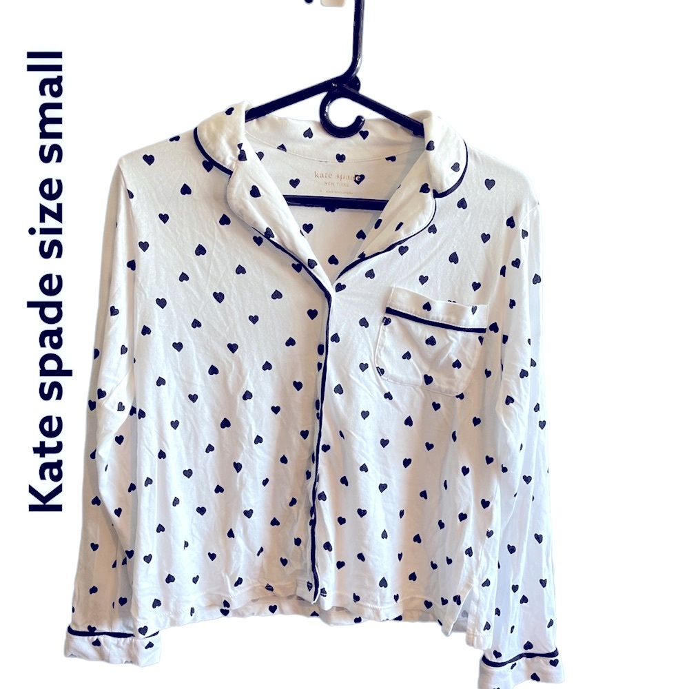 Kate Spade Black White Heart Pajama top Size Small